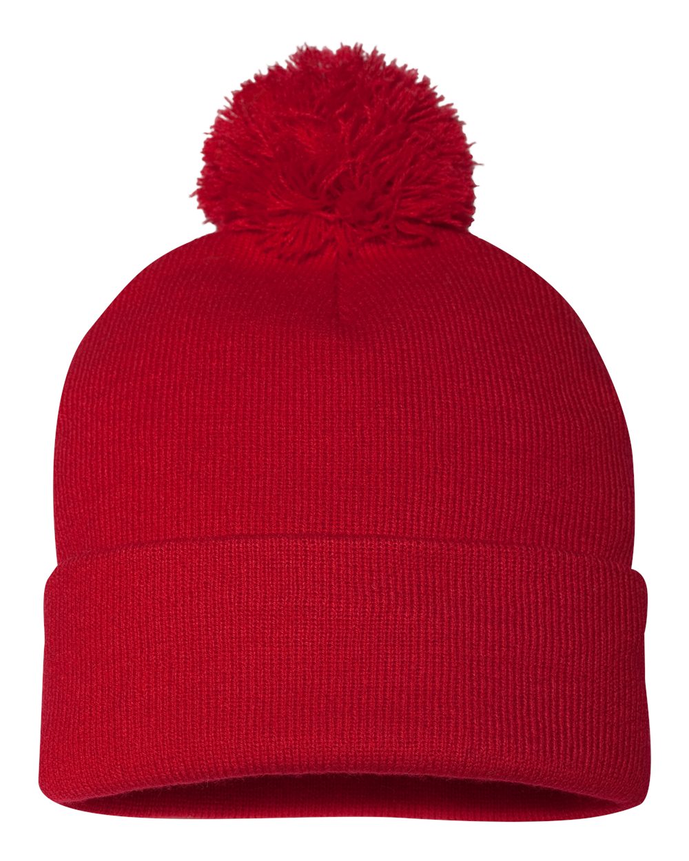 Red Color Pom-Pom 12" Knit Beanie