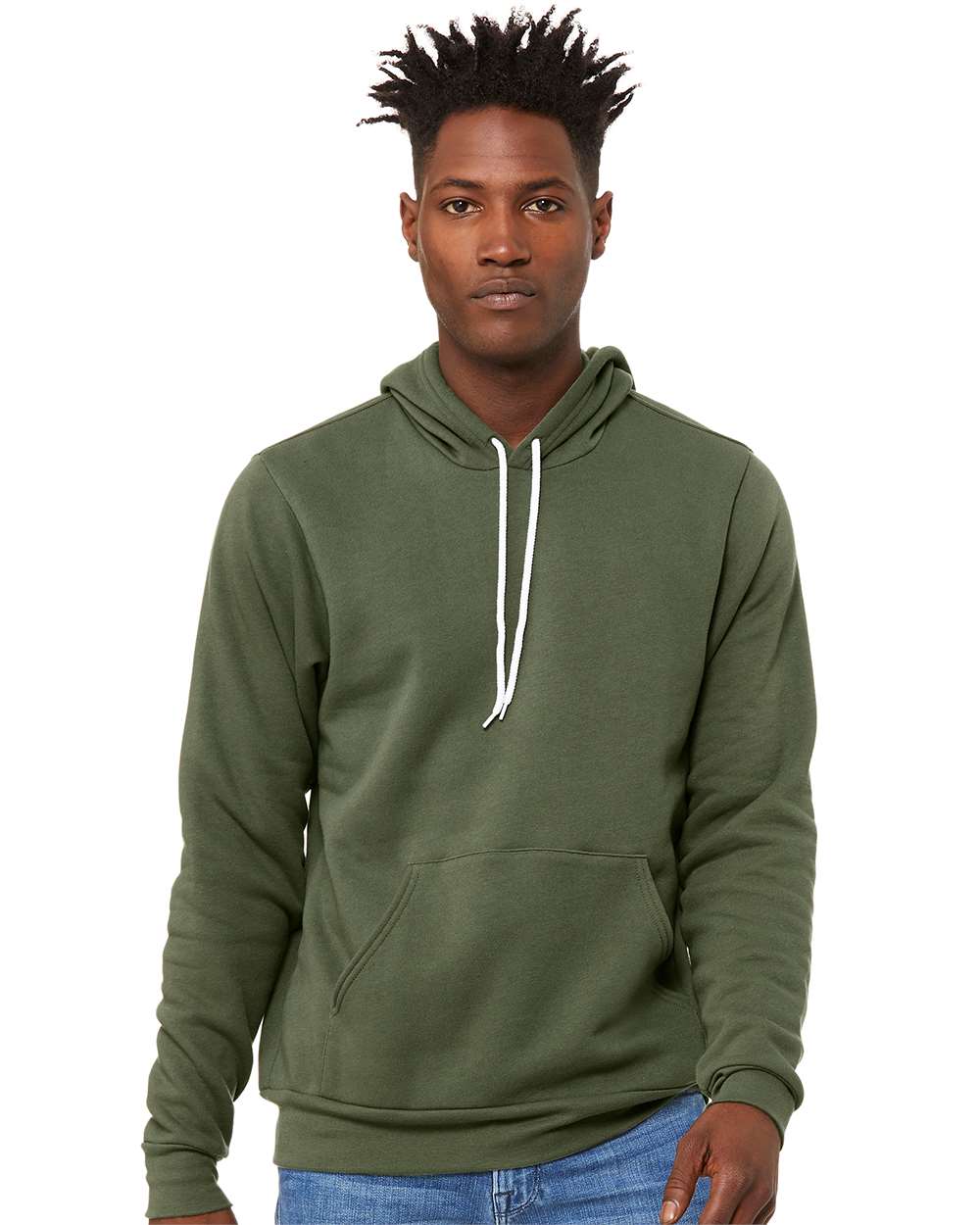 BELLA + CANVAS Unisex Sponge Fleece Hoodie 3719 mdl Military Green Color Unisex Sponge Fleece Hoodie