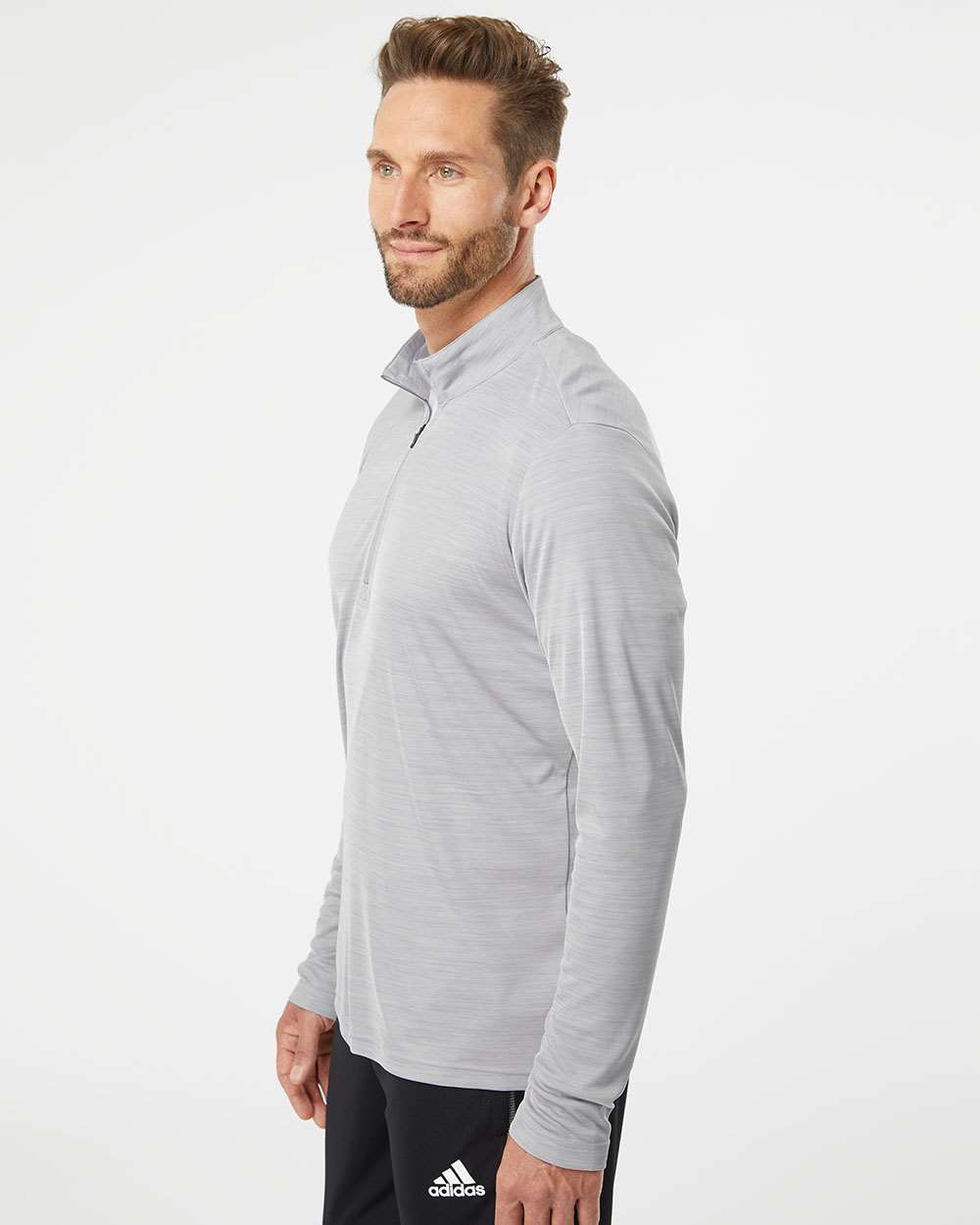 Adidas  A475 Lightweight Mélange Quarter-Zip Pullover #colormdl_Mid Grey Melange
