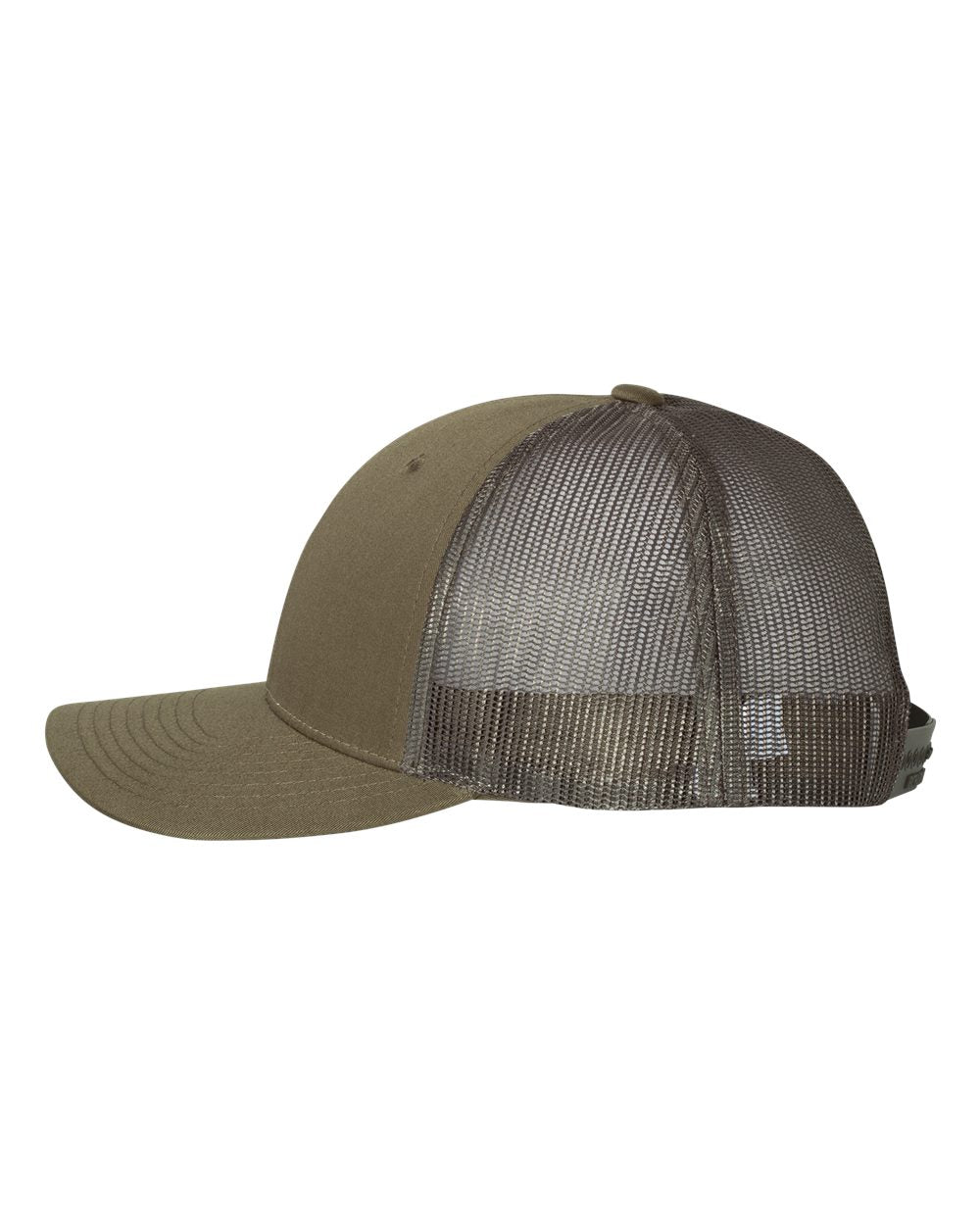 Chocolate, Chip, Grey and Brown Color Richardson Low Pro Trucker Cap Side View