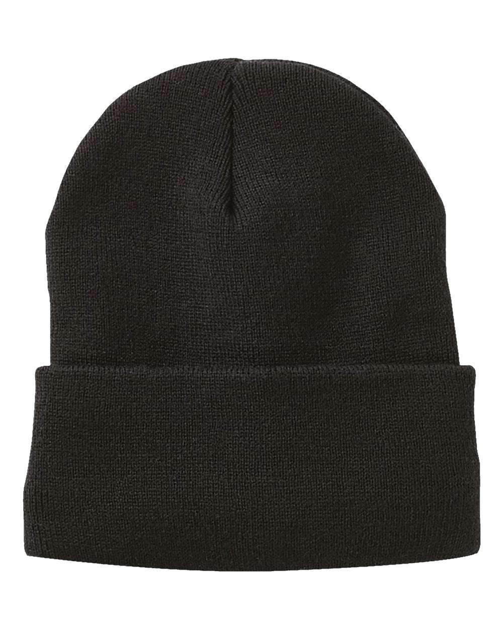 Black Color Sportsman Fleece Lined 12" Cuffed Beanie