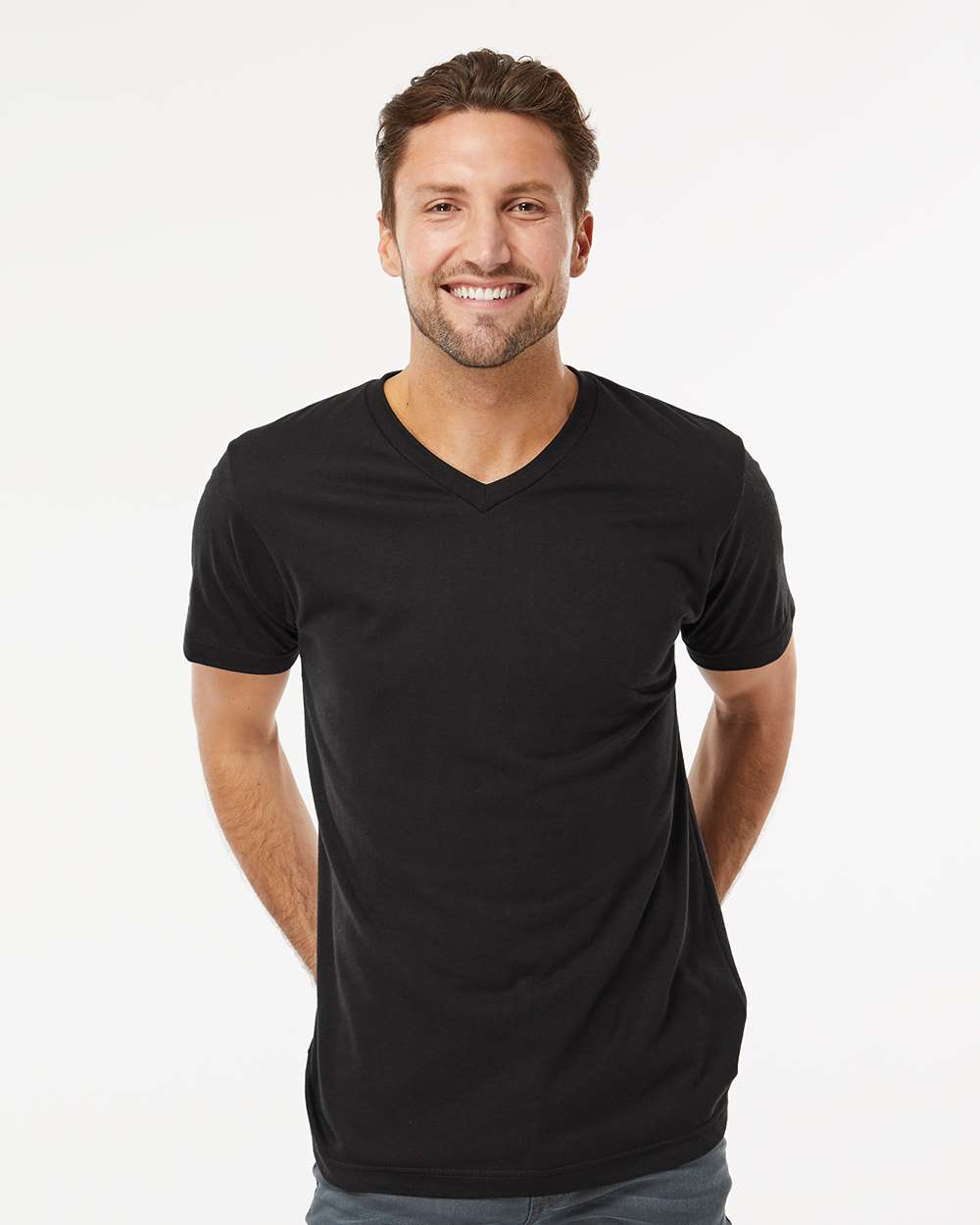 M&O Deluxe Blend V-Neck T-Shirt 3543 #colormdl_Black