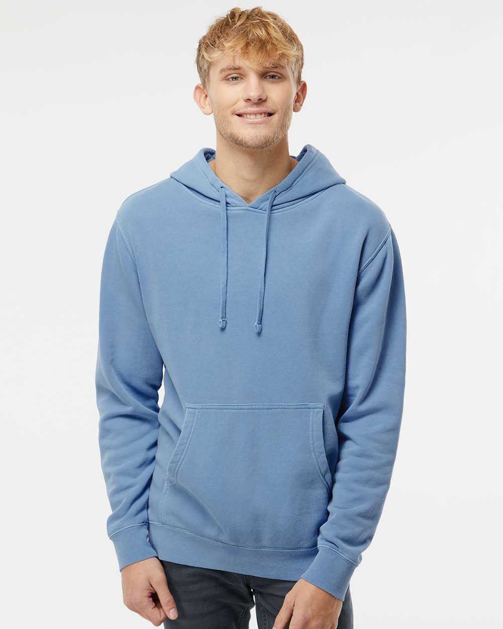 Independent Trading Co. Unisex Midweight Pigment-Dyed Hooded Sweatshirt PRM4500 #colormdl_Pigment Light Blue