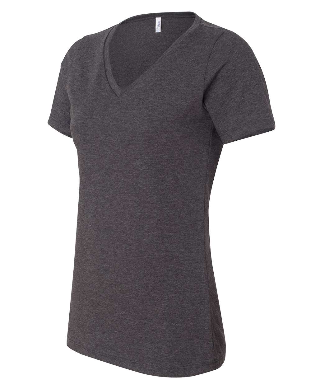 Dark Grey Heather Color Women's Relaxed Heather CVC V-Neck Tee