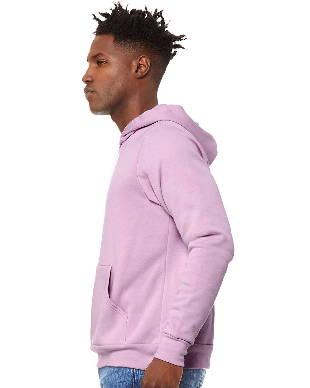 BELLA + CANVAS Unisex Sponge Fleece Hoodie 3719 mdl Lilac Color Unisex Sponge Fleece Hoodie