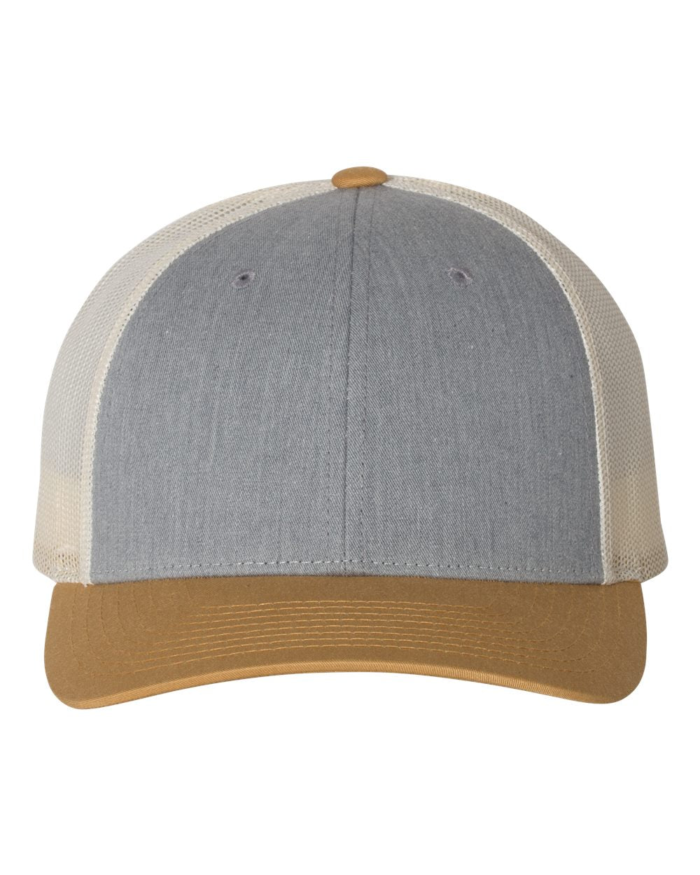 Heather Grey, Birch and Amber Gold Color Richardson Low Pro Trucker Cap