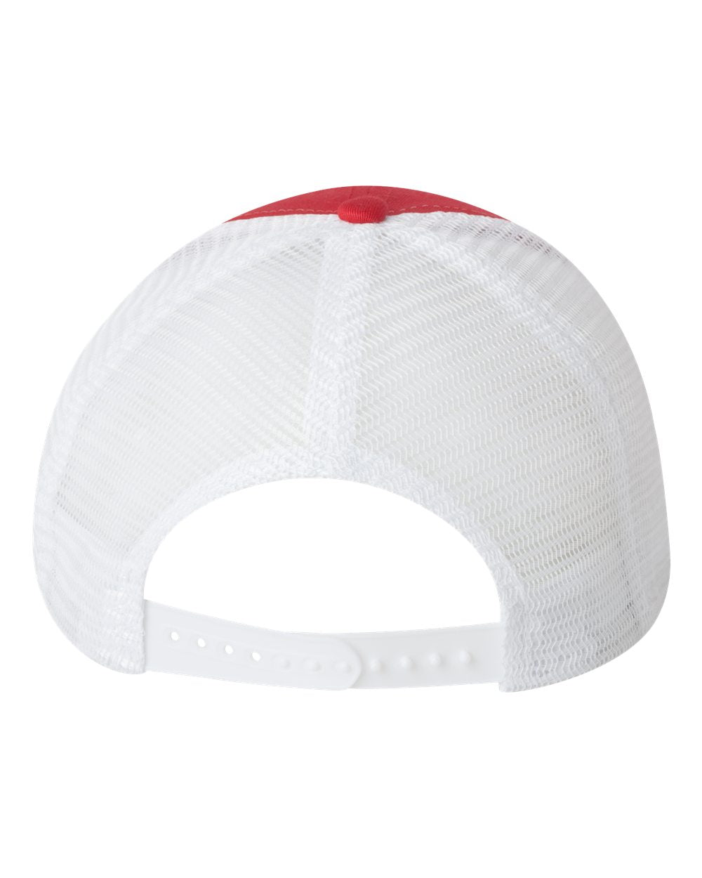 Red and White Color Valucap Mesh-Back Trucker Cap Back View