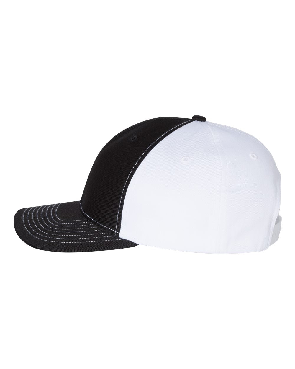 Richardson Twill Back Trucker Cap 312 Black and White Color Richardson Twill Back Trucker Cap Side View