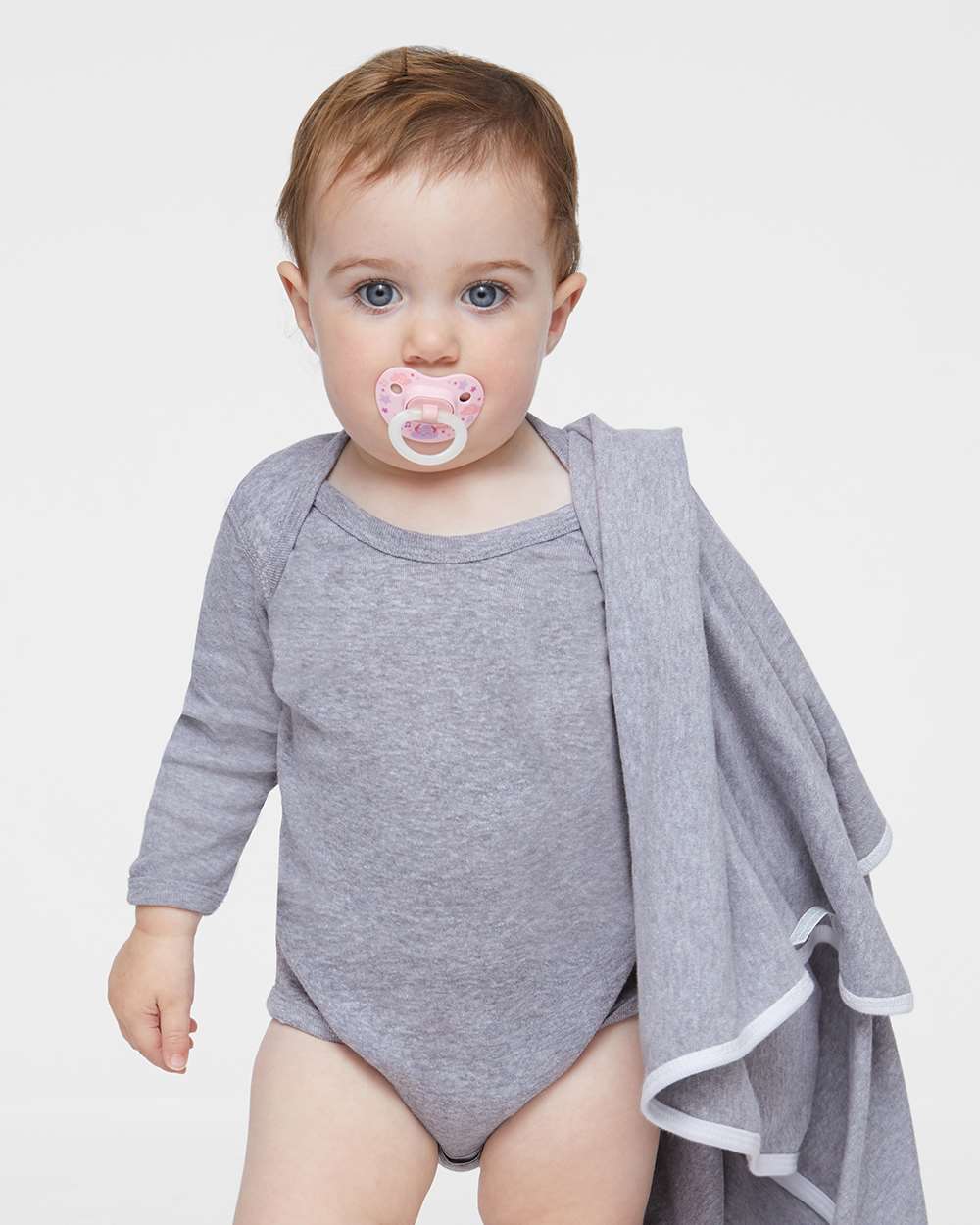 Rabbit Skins Infant Long Sleeve Baby Rib Bodysuit 4411 #colormdl_Heather