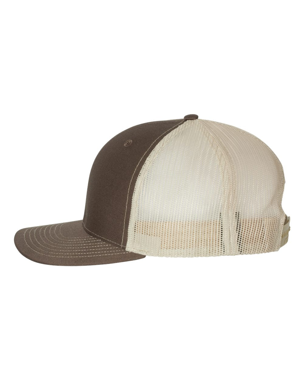 Brown and Khaki Color Adjustable Snapback Trucker Cap Side View