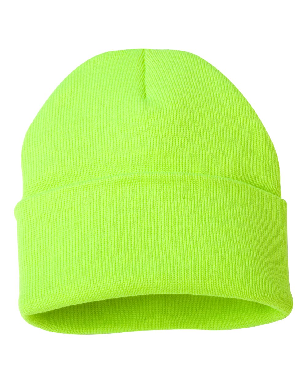Safety Yellow Color Sportsman Solid 12" Cuffed Beanie