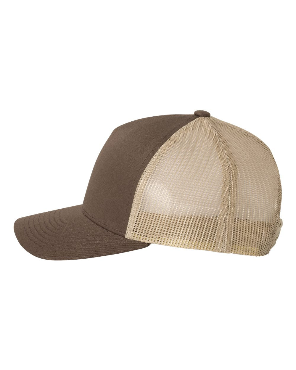 Brown and Khaki Color Retro Trucker Cap Side View