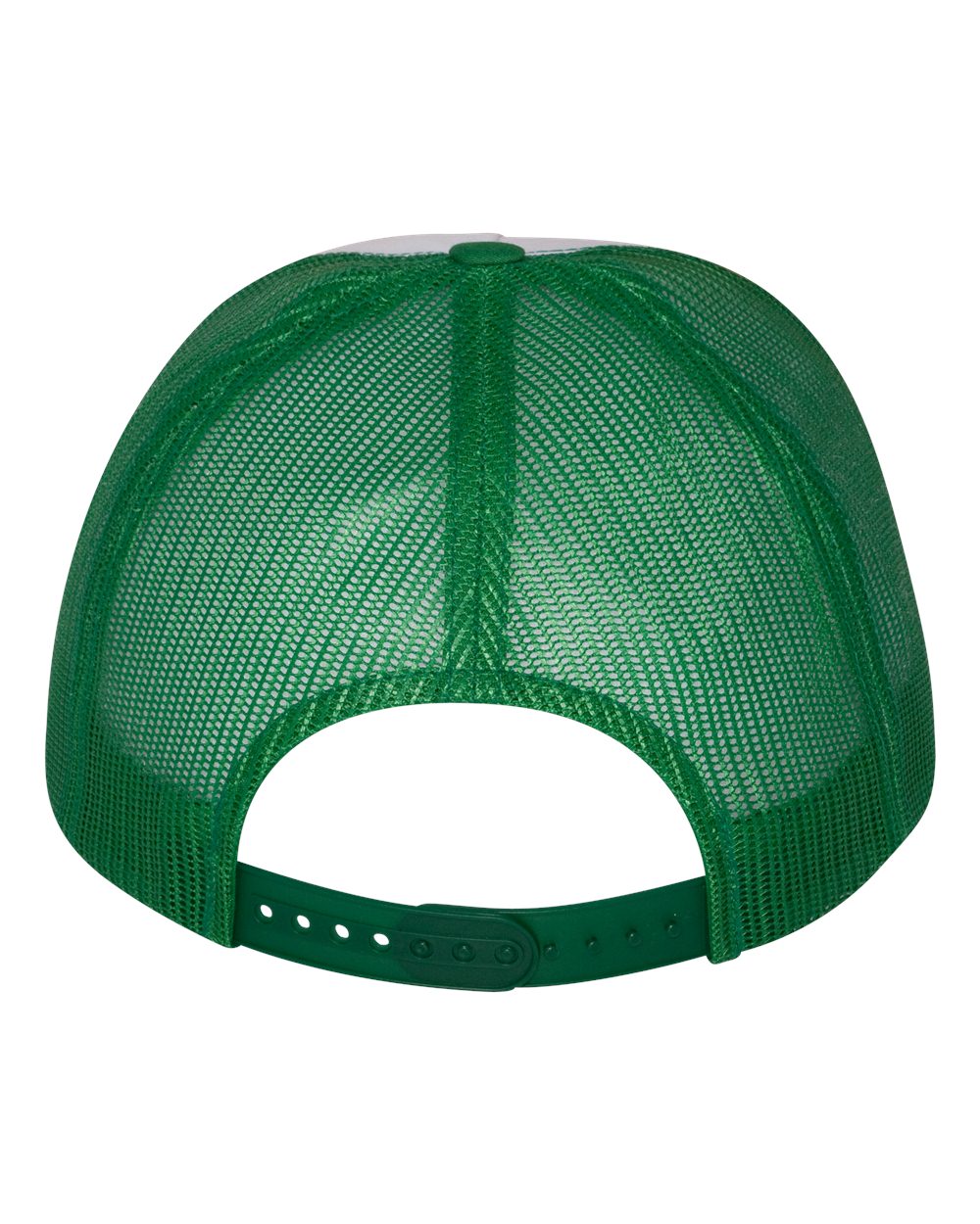 Kelly, White and Kelly Color Flat Bill Trucker Cap Back View