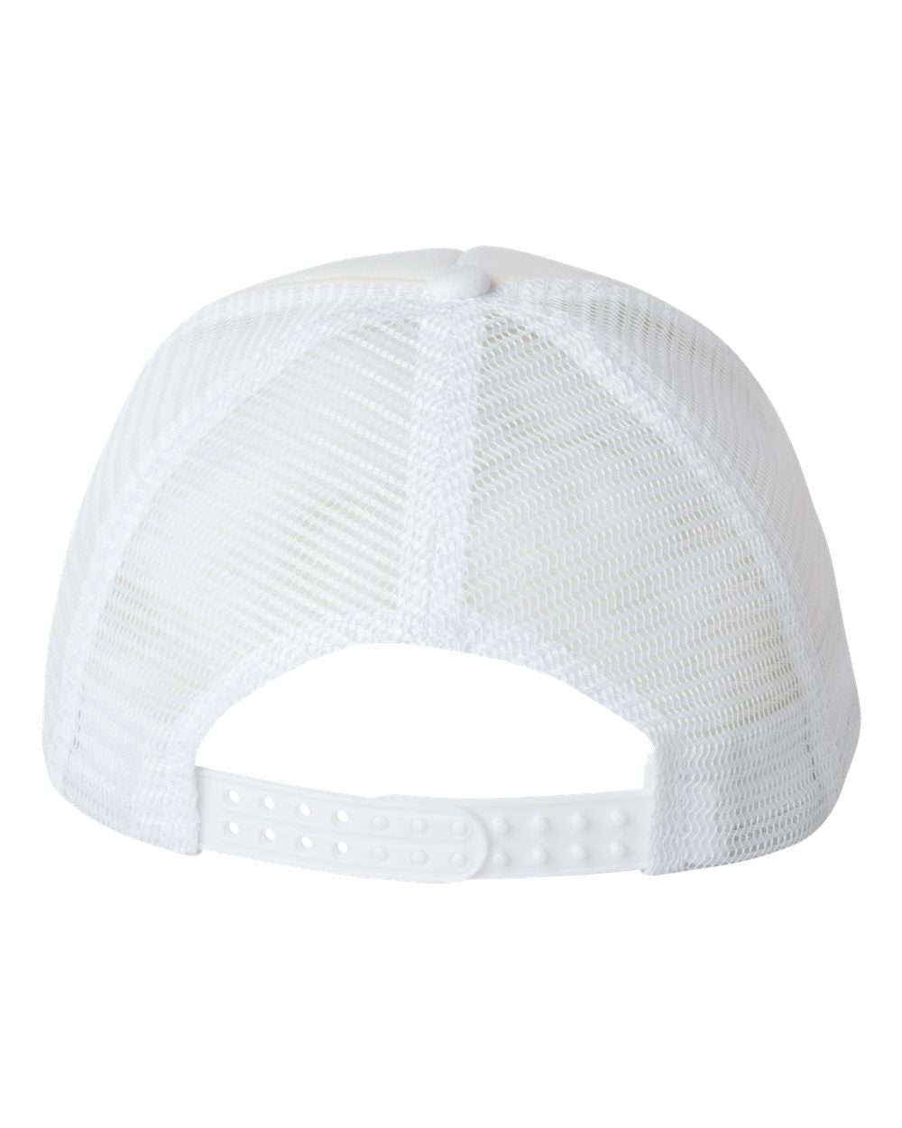White and White Color Mesh-Back Trucker Cap Back View