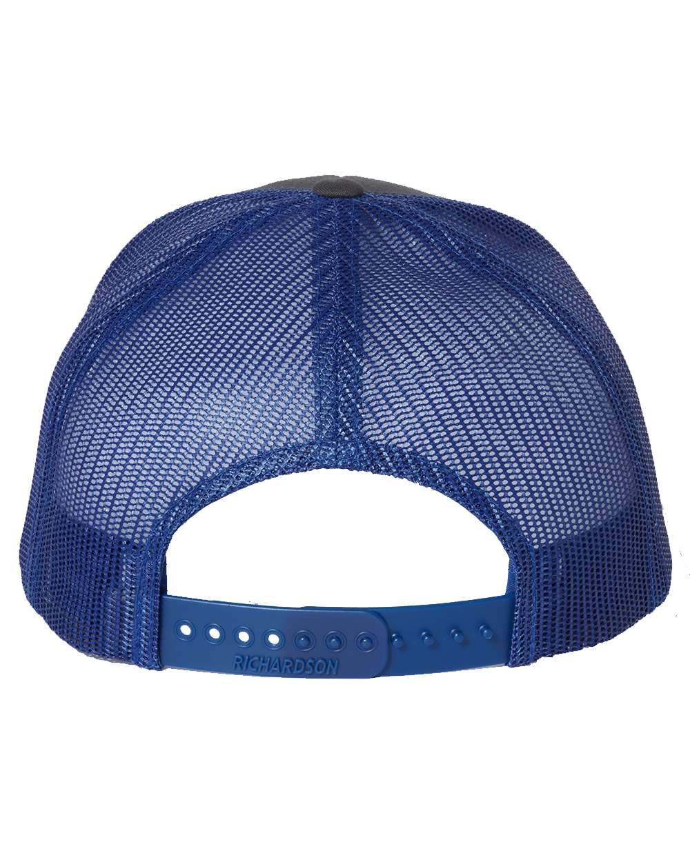 Charcoal and Royal Color Adjustable Snapback Trucker Cap Back View
