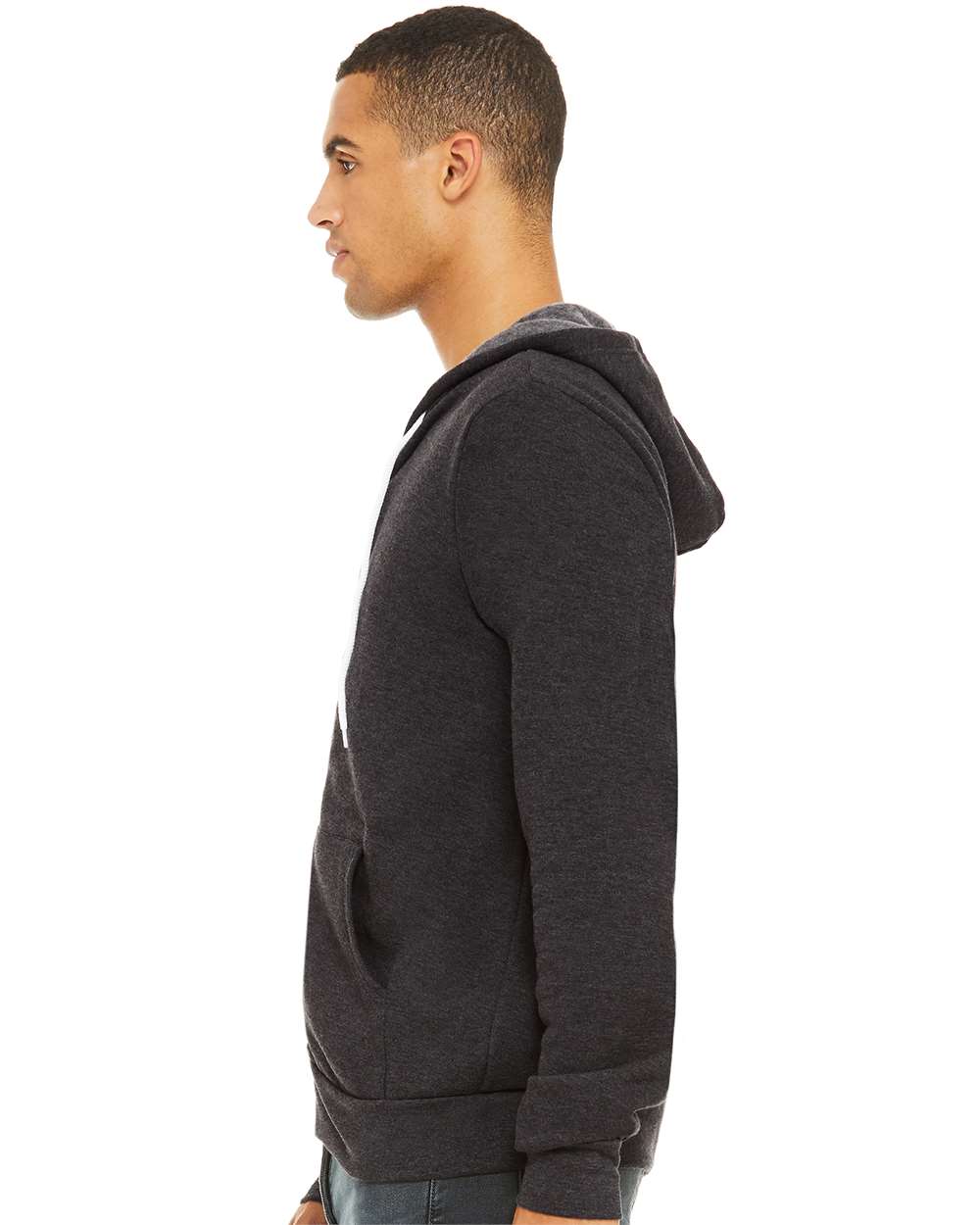 mdl Dark Grey Heather Color Unisex Sponge Fleece Full-Zip Hoodie