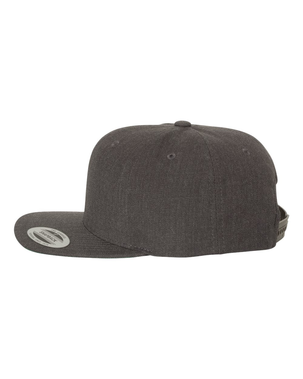 YP Classics Flat Bill Snapback Cap 6089M Dark Heather Color Snapback Cap Side View