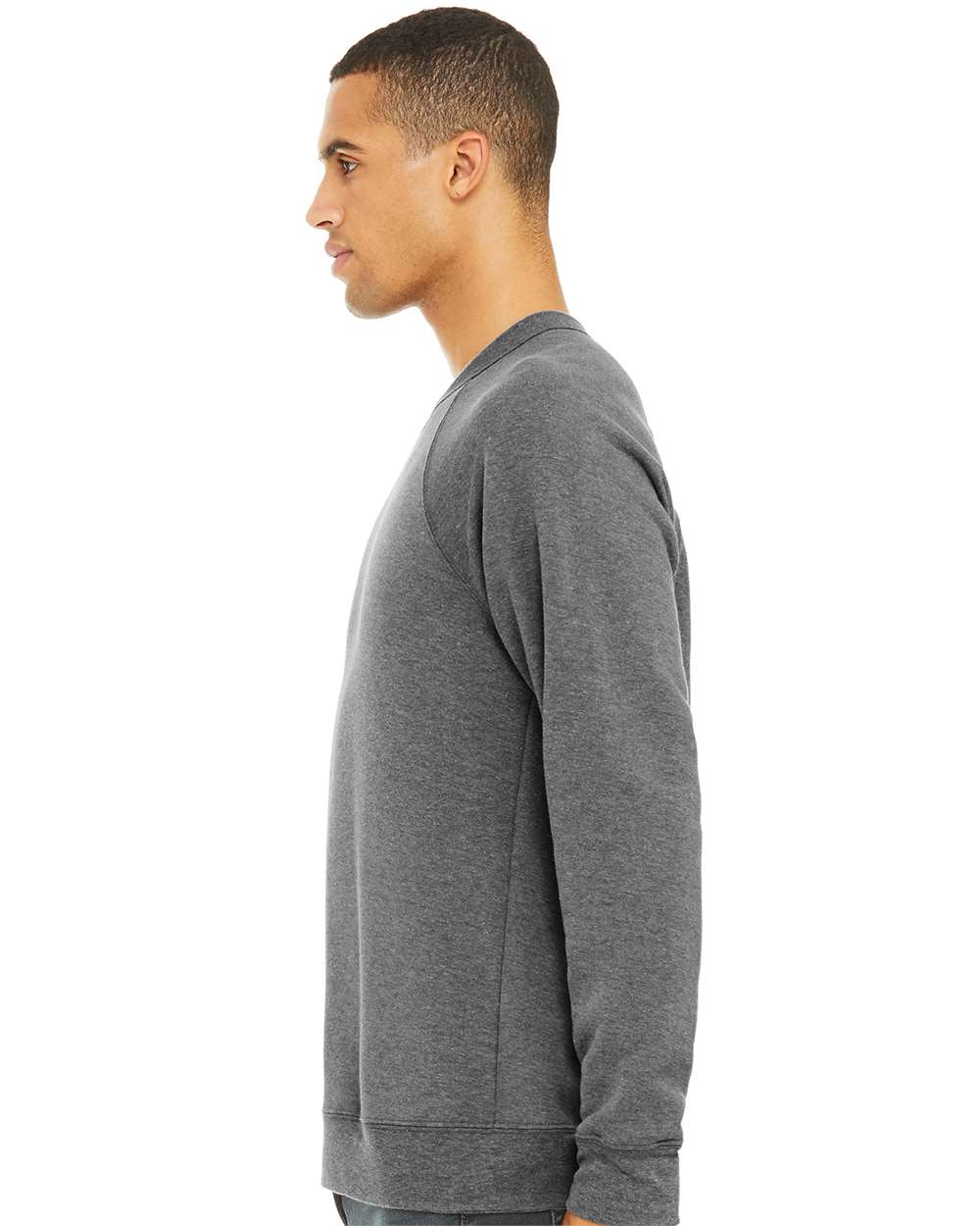 mdl Grey Triblend Color Unisex Sponge Fleece Raglan Crewneck Sweatshirt