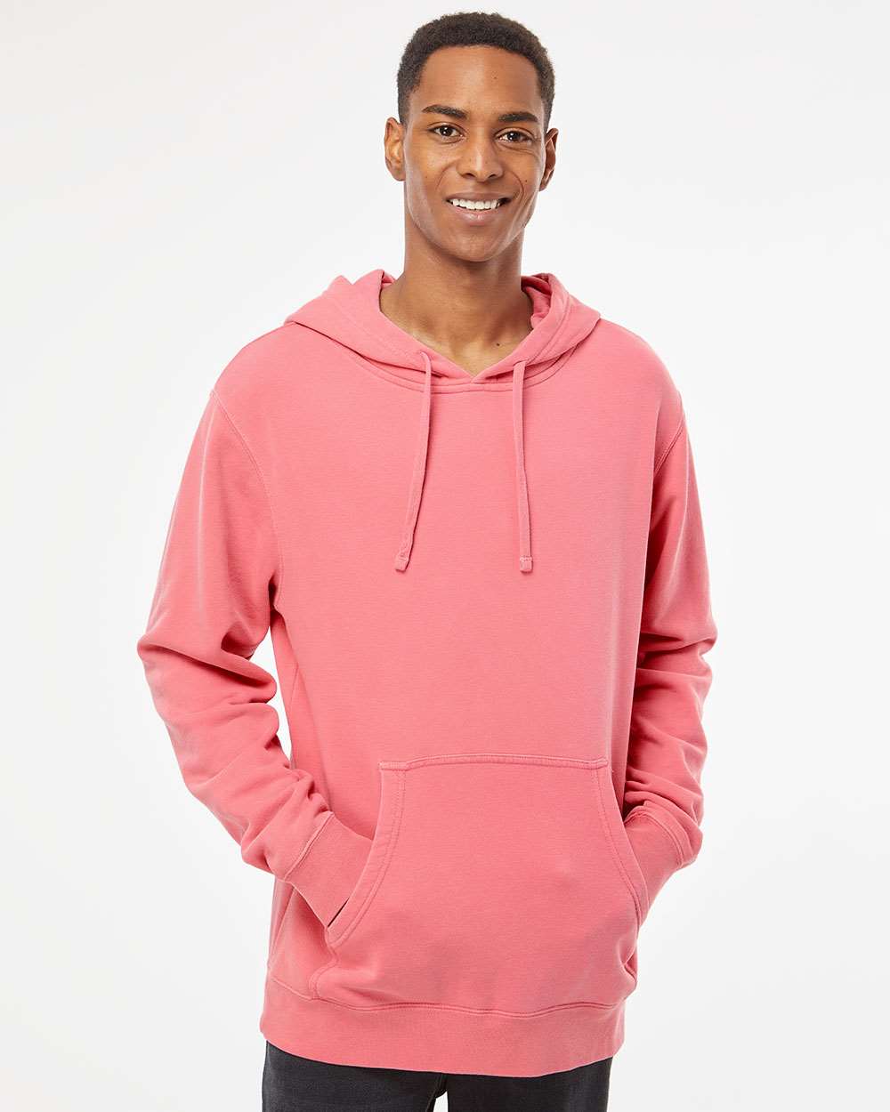Independent Trading Co. Unisex Midweight Pigment-Dyed Hooded Sweatshirt PRM4500 #colormdl_Pigment Pink