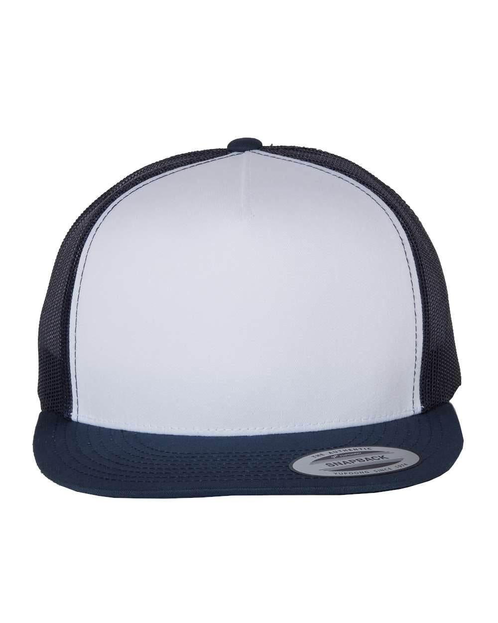 Navy, White and Navy Color Flat Bill Trucker Cap