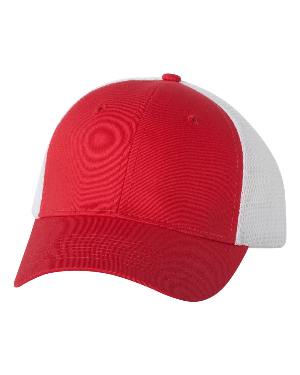 Red and White Color Valucap Mesh-Back Trucker Cap
