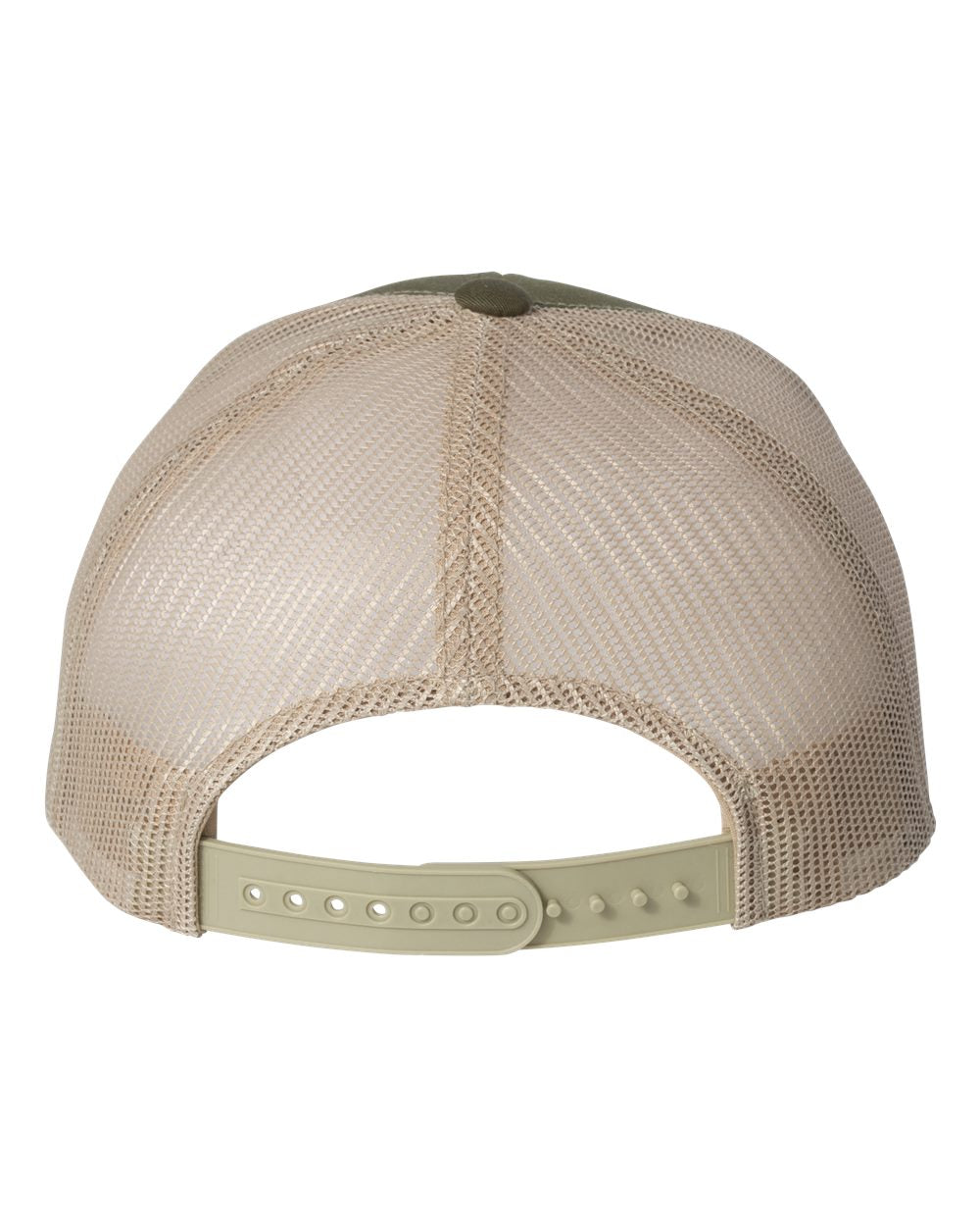 YP Classics Six-Panel Retro Trucker Cap 6606 Moss and Khaki Color Six-Panel Retro Trucker Cap Back View