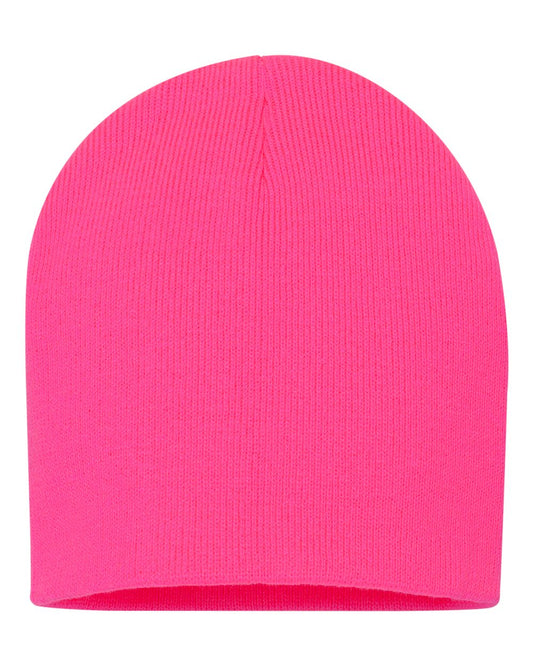 Neon Pink Color Sportsman 8" Knit Beanie