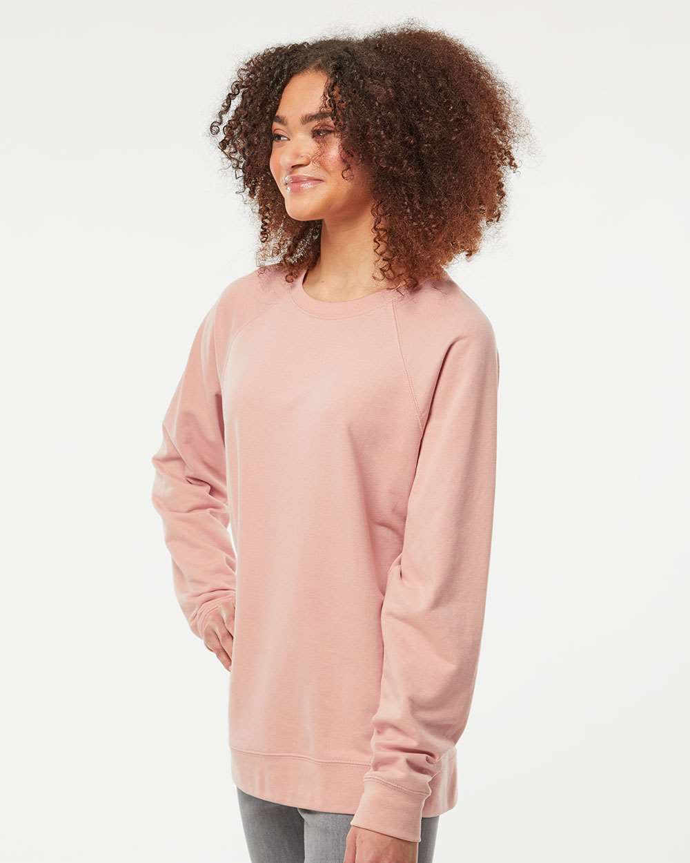 Independent Trading Co. Icon Unisex Lightweight Loopback Terry Crewneck Sweatshirt SS1000C #colormdl_Rose