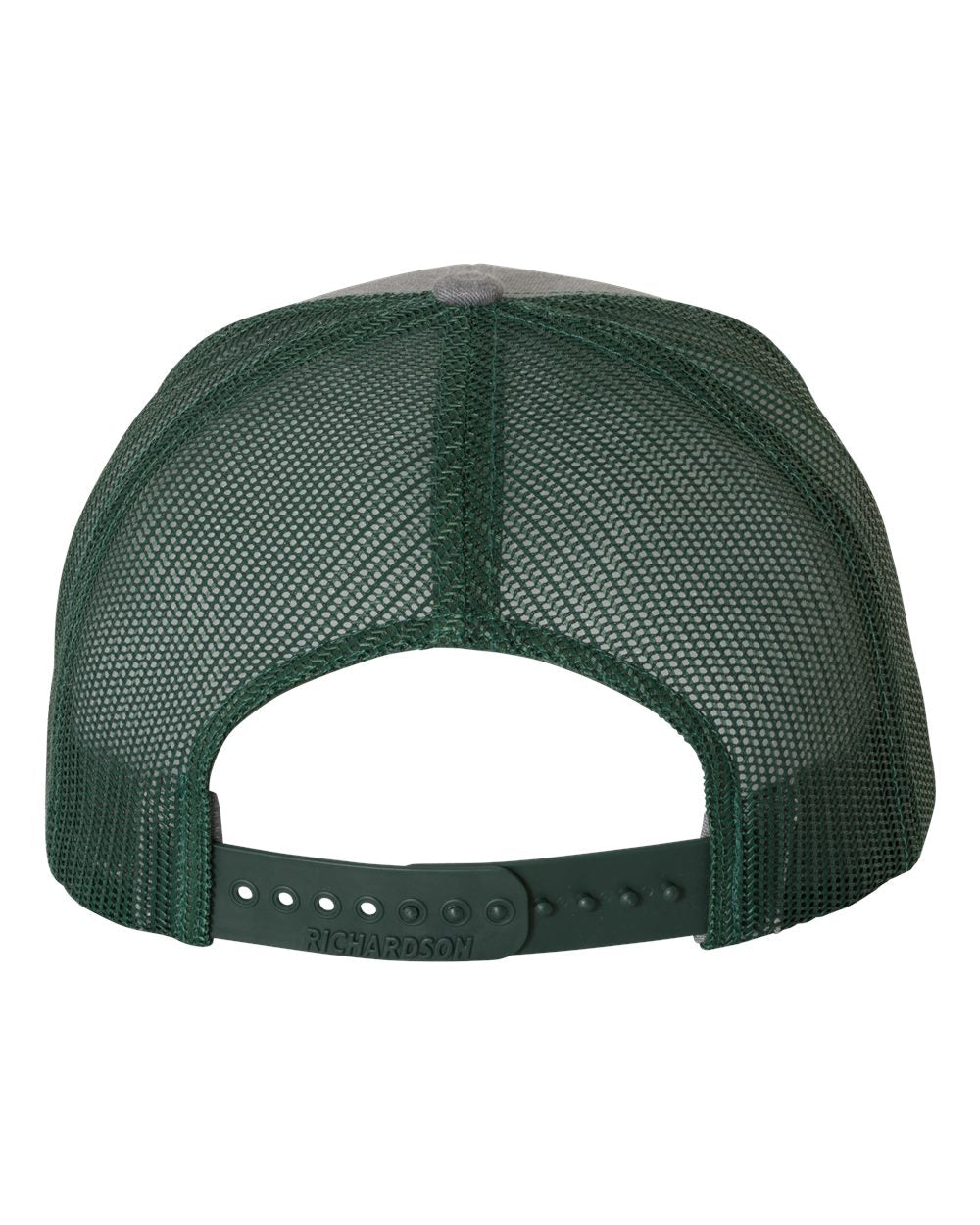 Heather Grey and Dark Green Color Adjustable Snapback Trucker Cap Back View