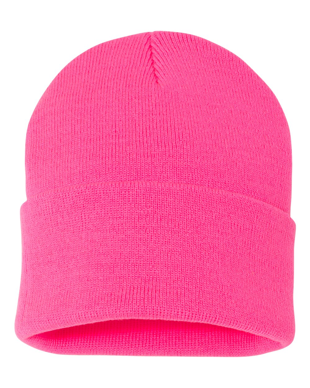 Neon Pink Color Sportsman Solid 12" Cuffed Beanie