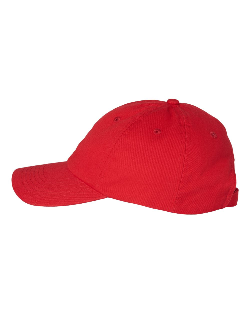 Red Color Adult Bio-Washed Classic Dad’s Cap Side View
