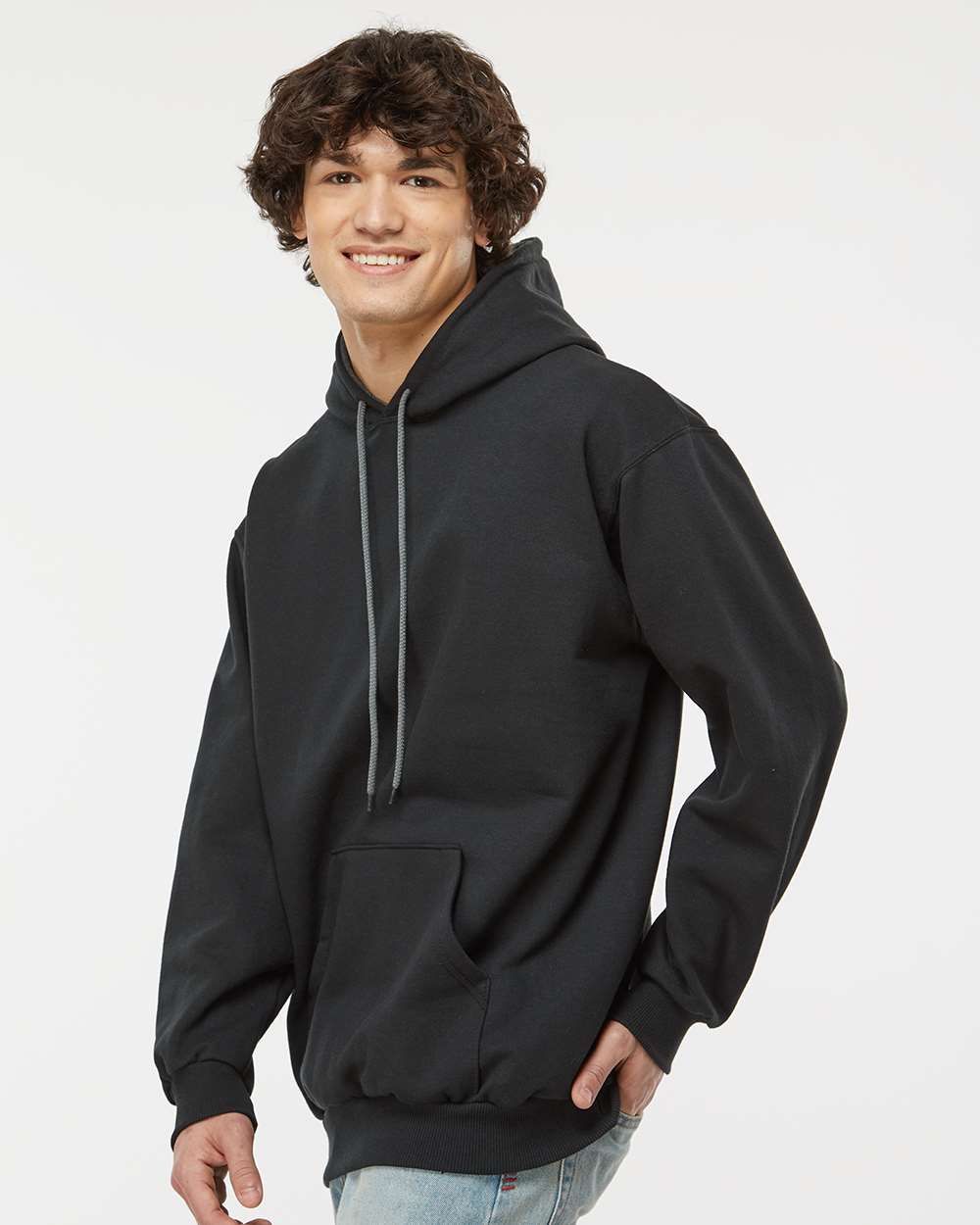King Fashion Two-Tone Hooded Sweatshirt KF9041 #colormdl_Black/ Charcoal