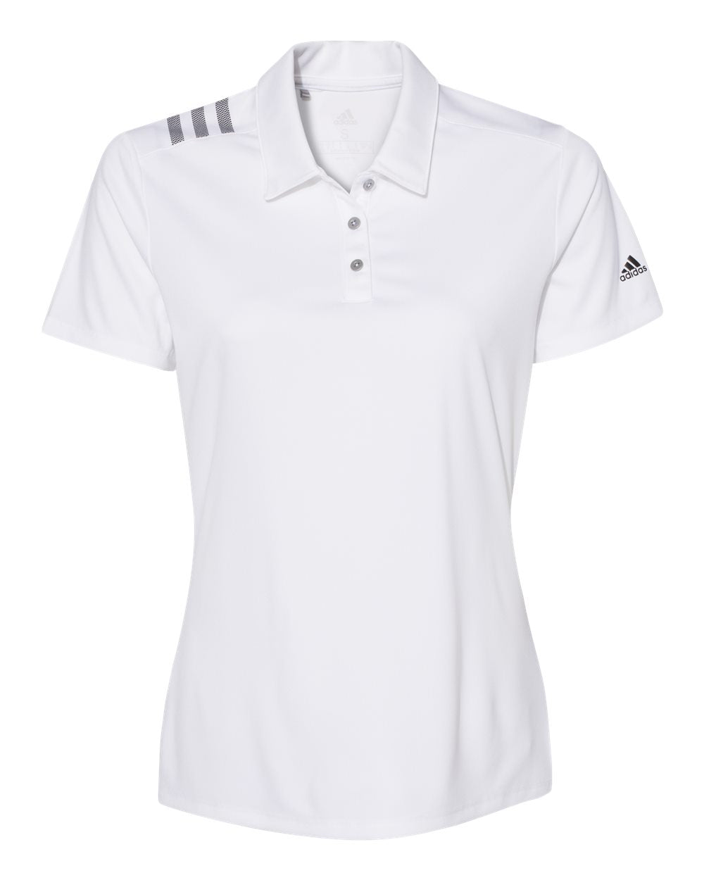 Adidas A325 Women's 3-Stripes Shoulder Polo #color_White/ Black