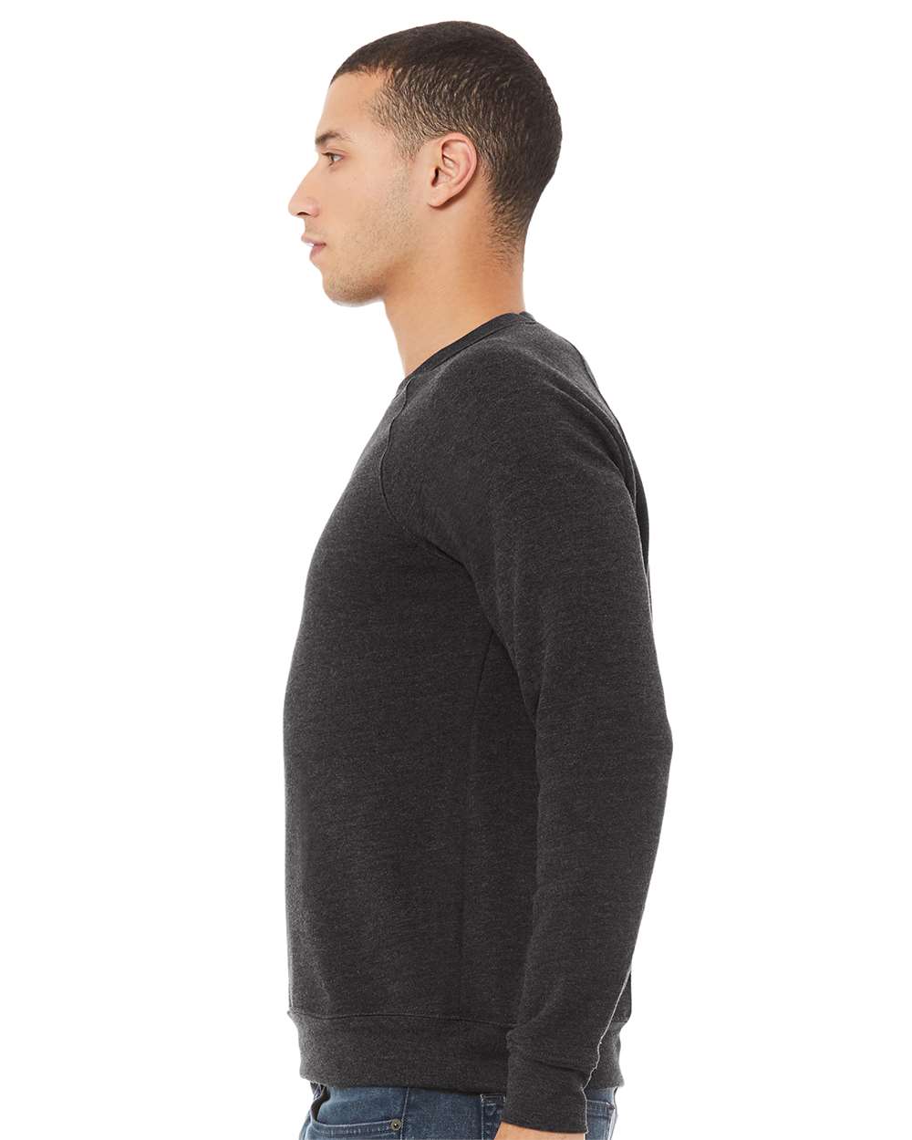 mdl Dark Grey Heather Color Unisex Sponge Fleece Raglan Crewneck Sweatshirt