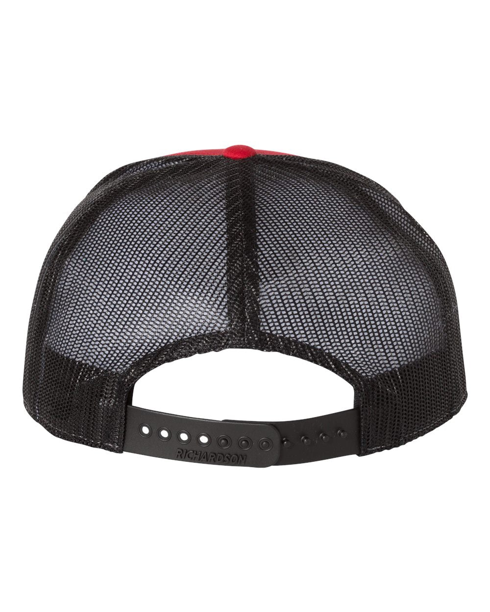 Richardson Seven-Panel Trucker Cap 168 Red and Black Color Seven-Panel Trucker Cap Back View