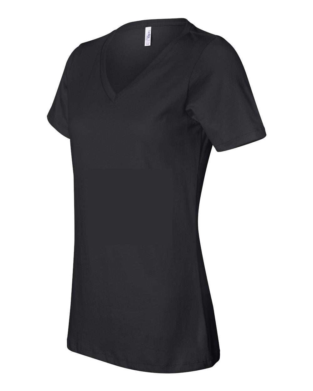 Black Color Women’s Relaxed Jersey V-Neck Tee