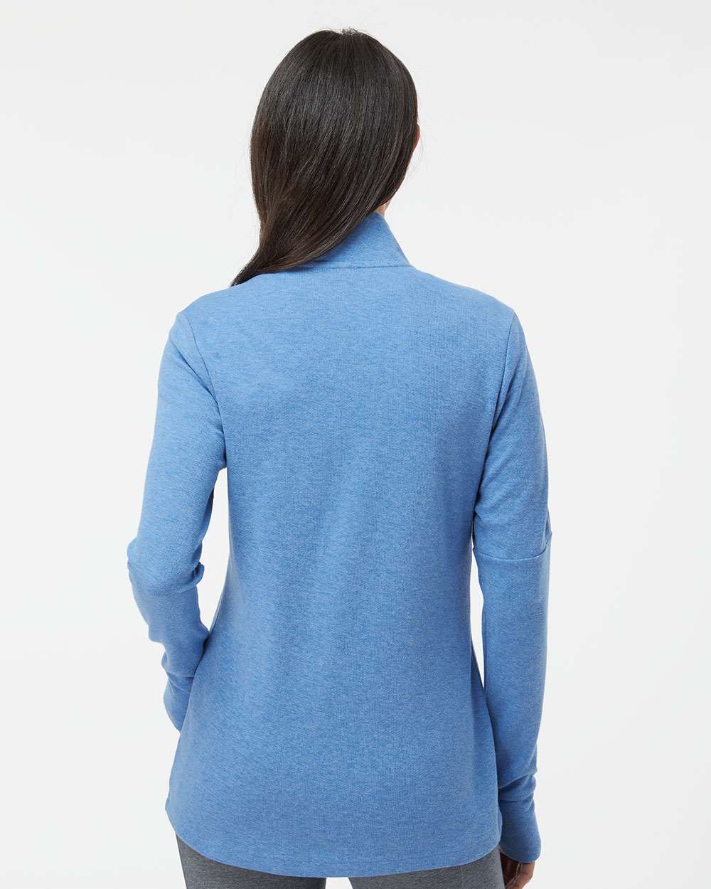 Adidas A555 Women's 3-Stripes Quarter-Zip Sweater #colormdl_Focus Blue Melange