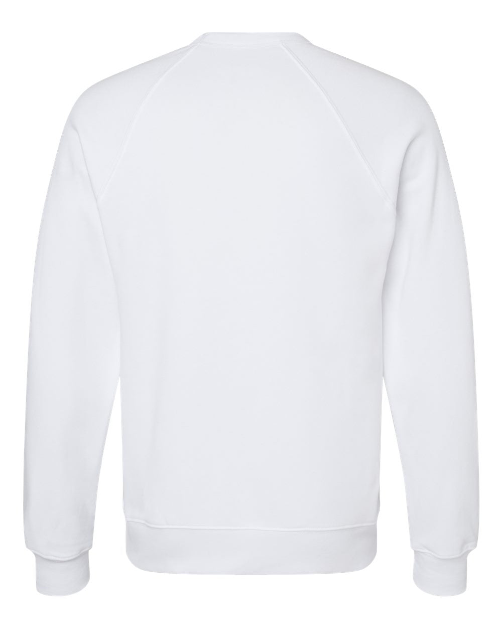 White Color Unisex Sponge Fleece Raglan Crewneck Sweatshirt