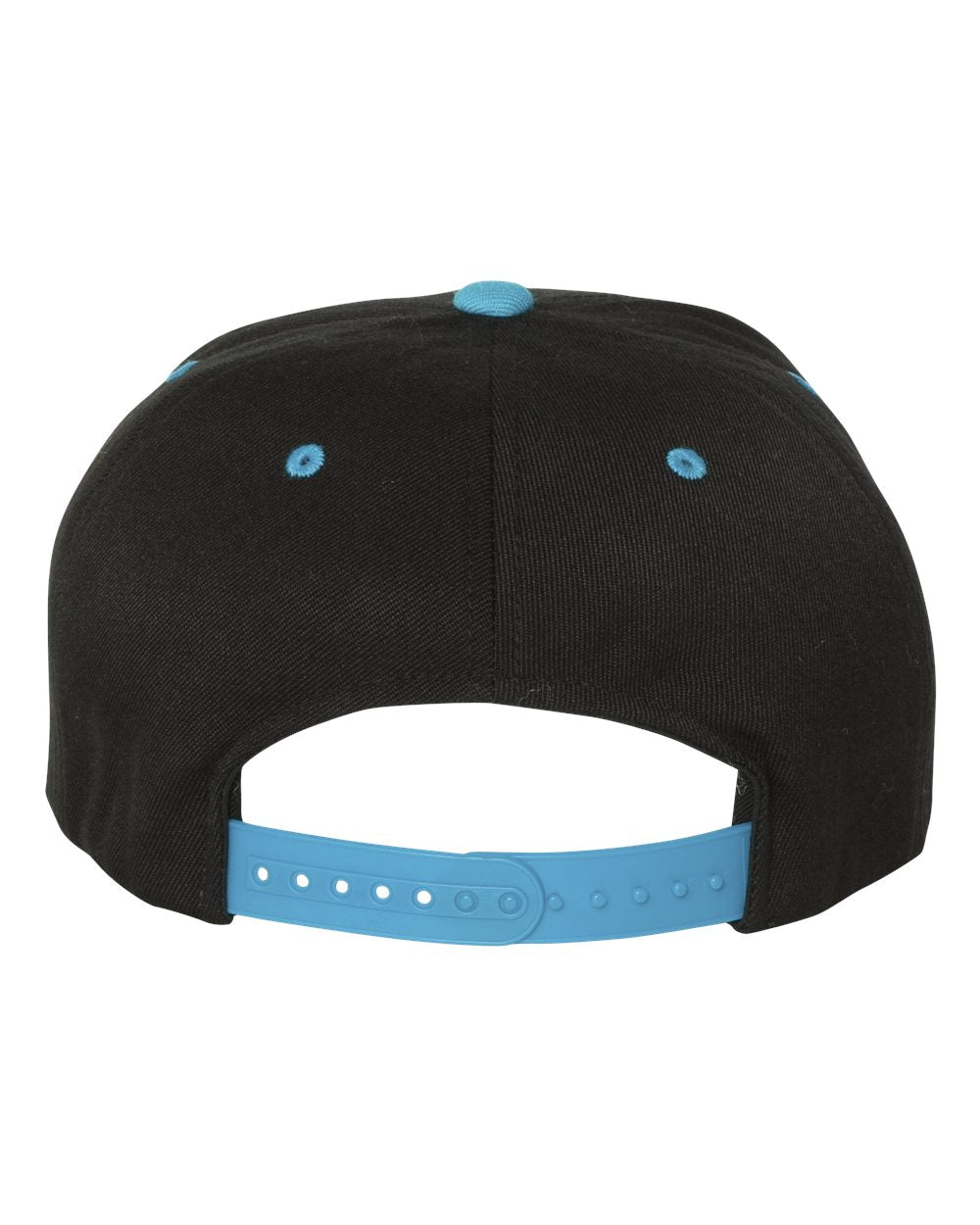 Flexfit 110® Flat Bill Snapback Cap 110F Black and Teal Color Flexfit 110® Flat Bill Snapback Cap Back View