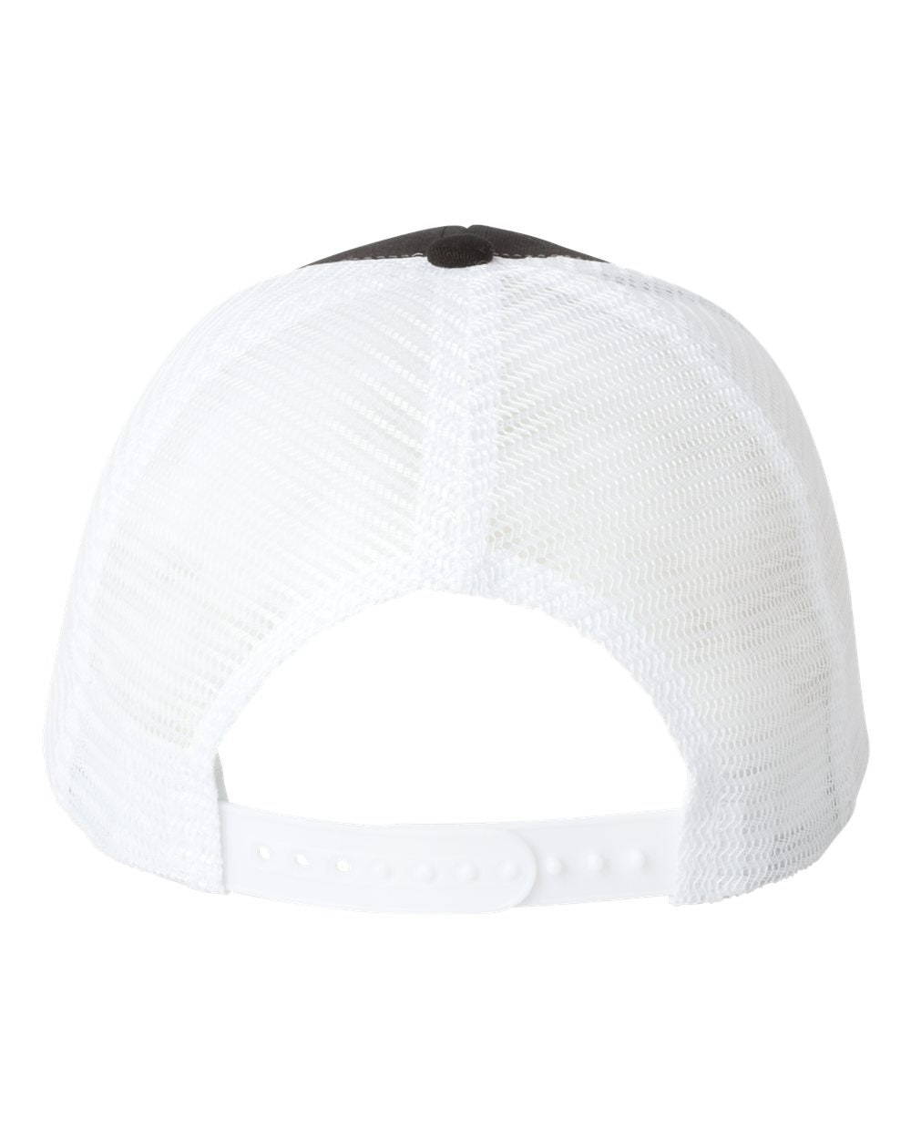 Black and White Color Valucap Mesh-Back Trucker Cap Back View