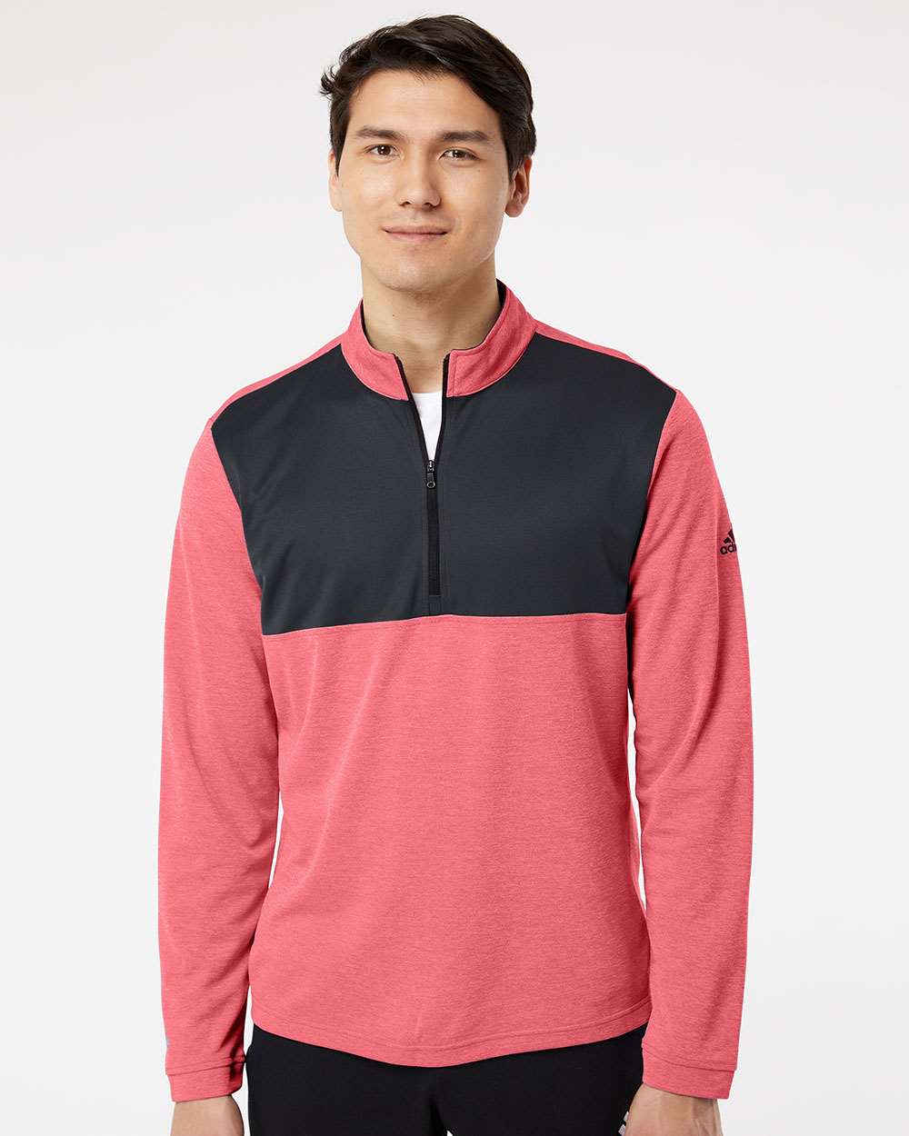 Adidas A280 Lightweight Quarter-Zip Pullover #colormdl_Power Red Heather/ Carbon