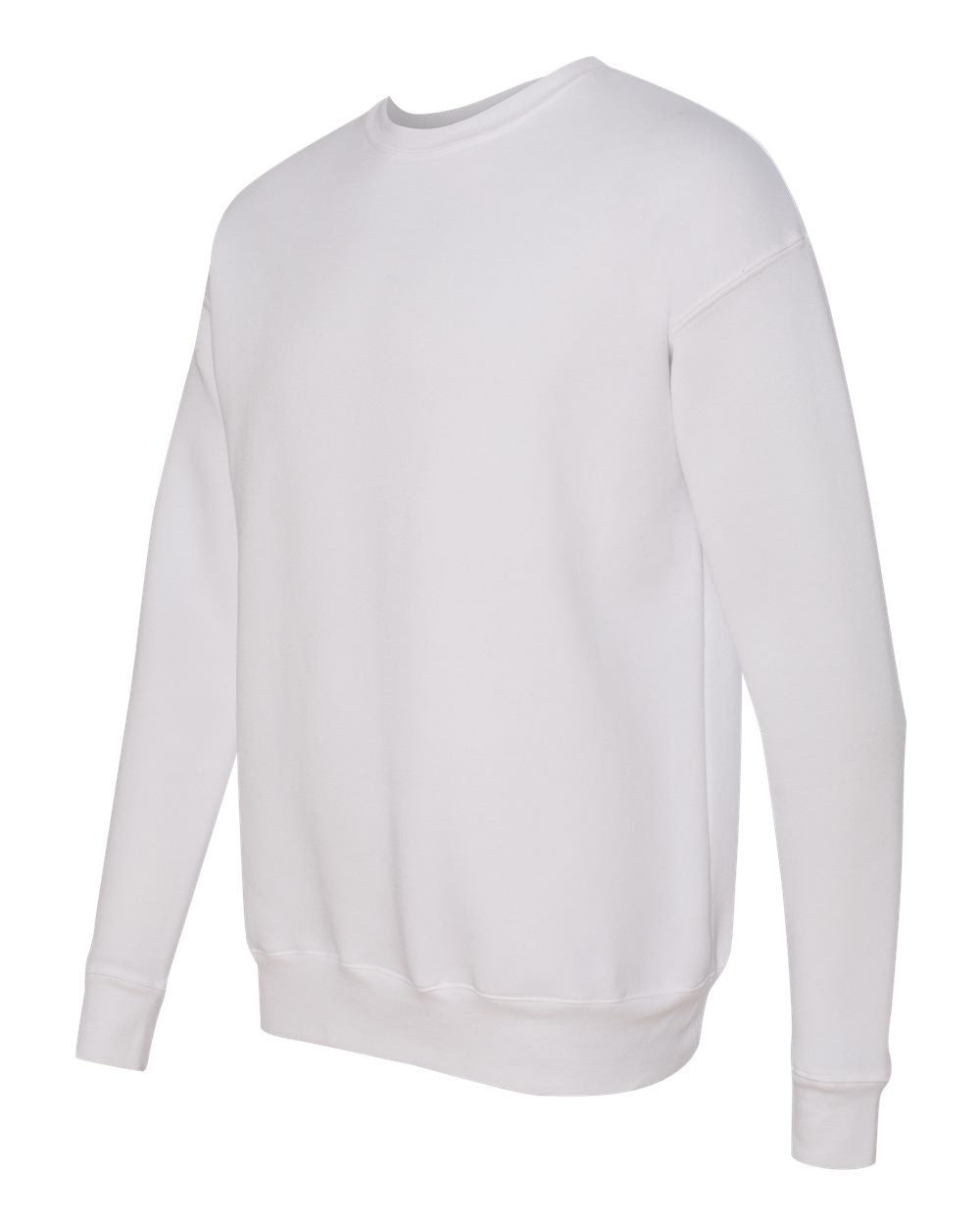 White Color Unisex Sponge Fleece Drop Shoulder Crewneck Sweats