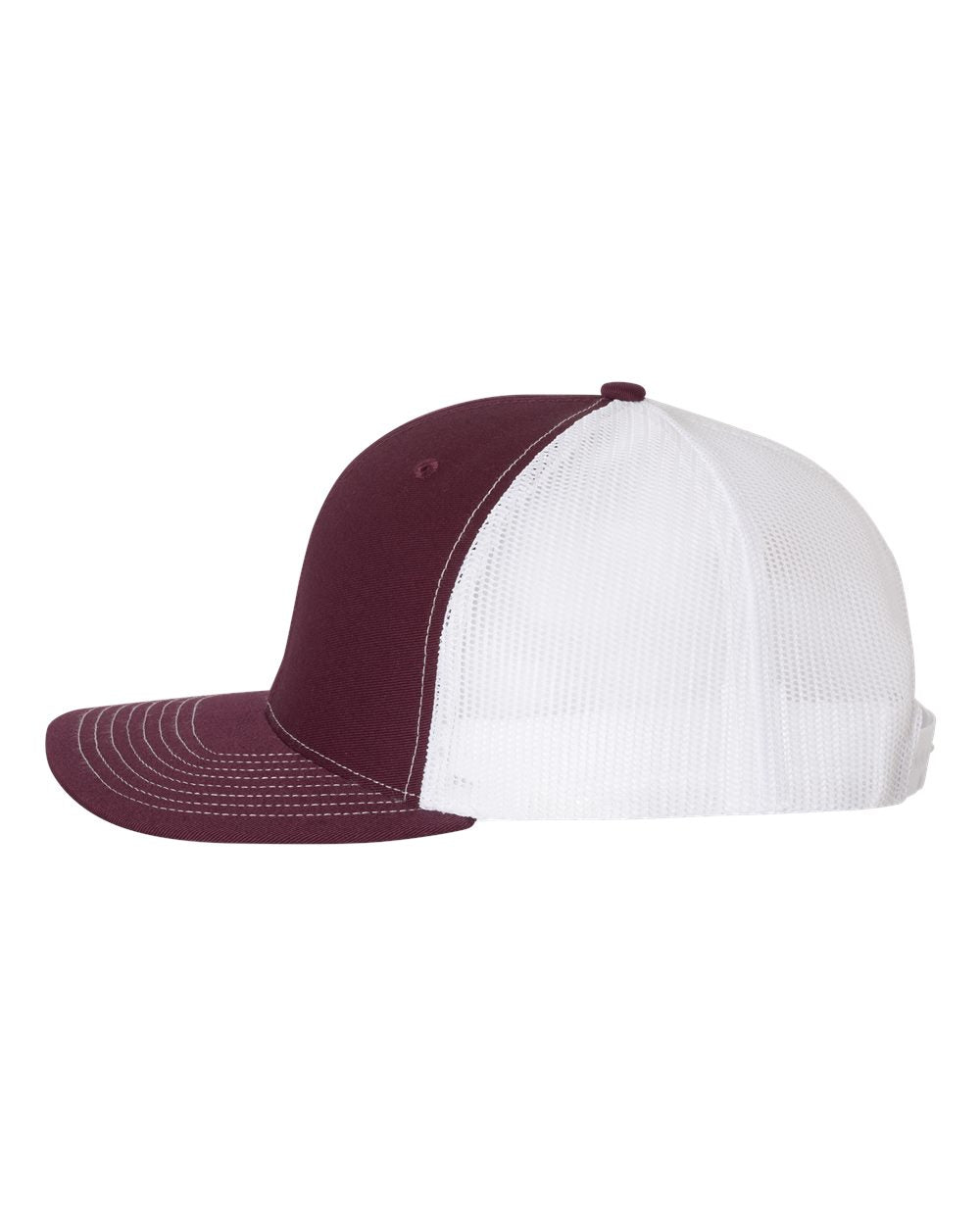Maroon and White Color Adjustable Snapback Trucker Cap