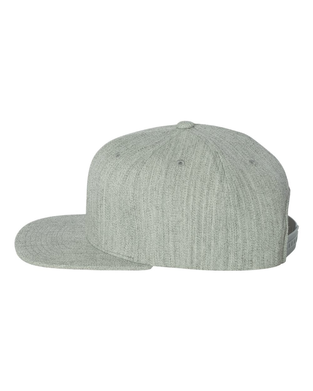 Flexfit 110® Flat Bill Snapback Cap 110F Heather Grey Color Flexfit 110® Flat Bill Snapback Cap Side View