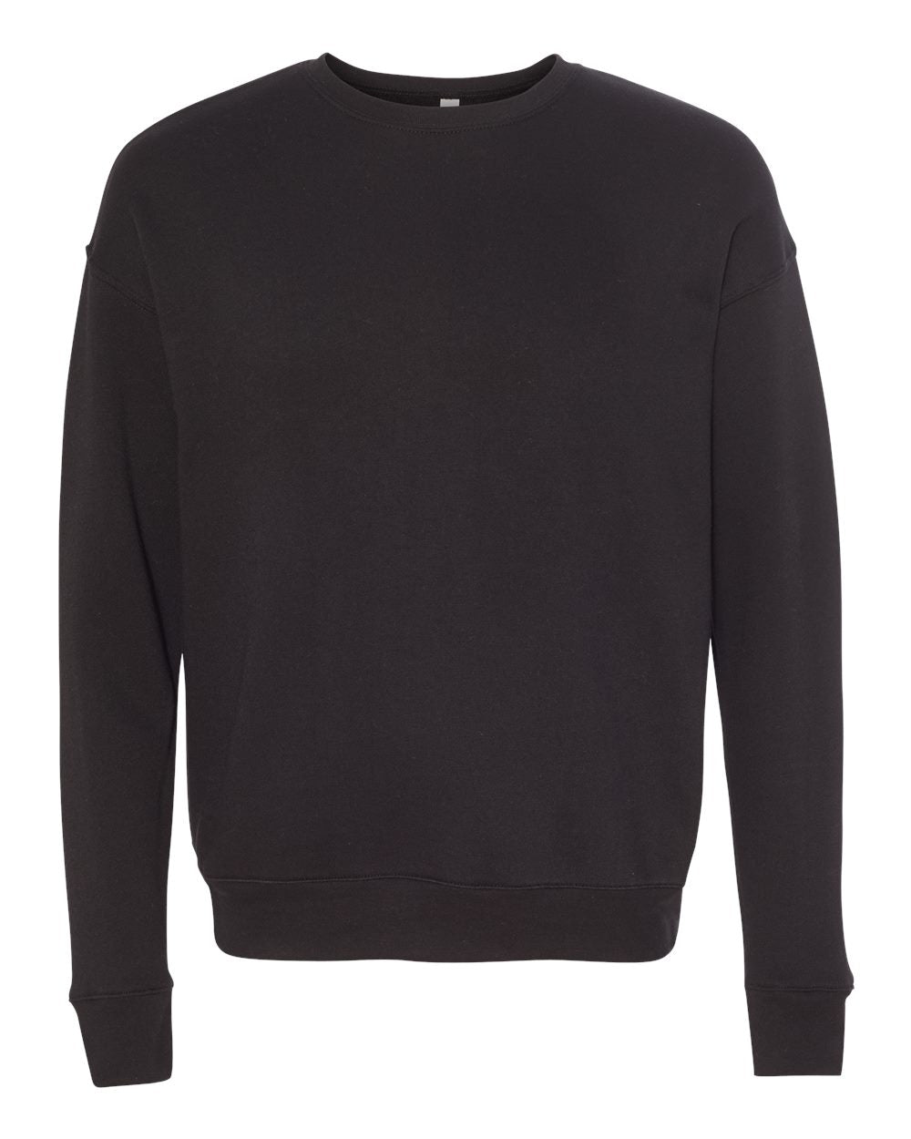 Black Color Unisex Sponge Fleece Drop Shoulder Crewneck Sweats