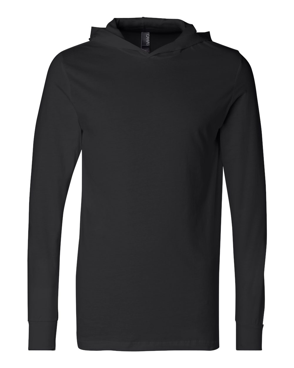 BELLA + CANVAS Jersey Hooded Long Sleeve Tee 3512 #color_Black