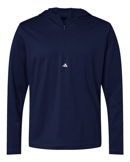 Adidas A596 Lightweight Performance Quarter-Zip Hooded Pullover #color_Collegiate Navy