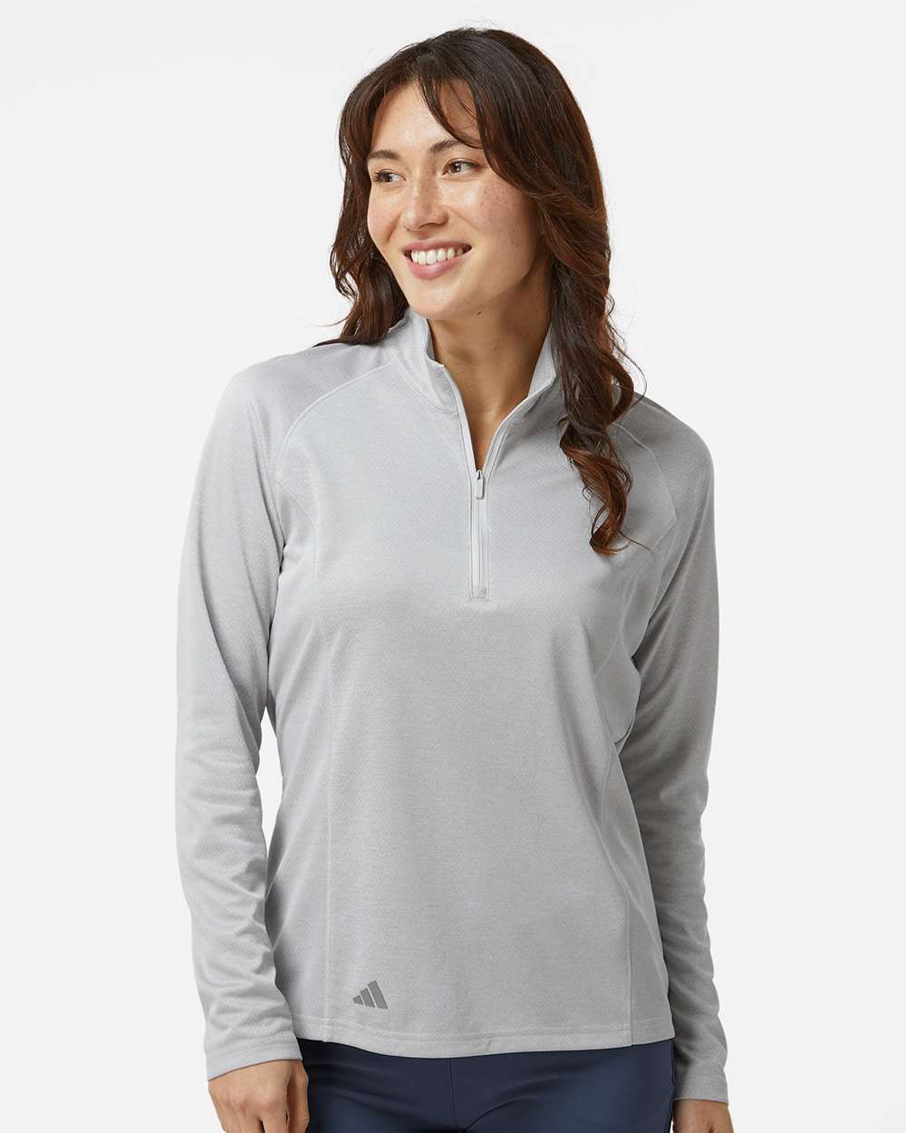 Adidas A594 Women's Space Dyed Quarter-Zip Pullover #colormdl_Grey One Heather