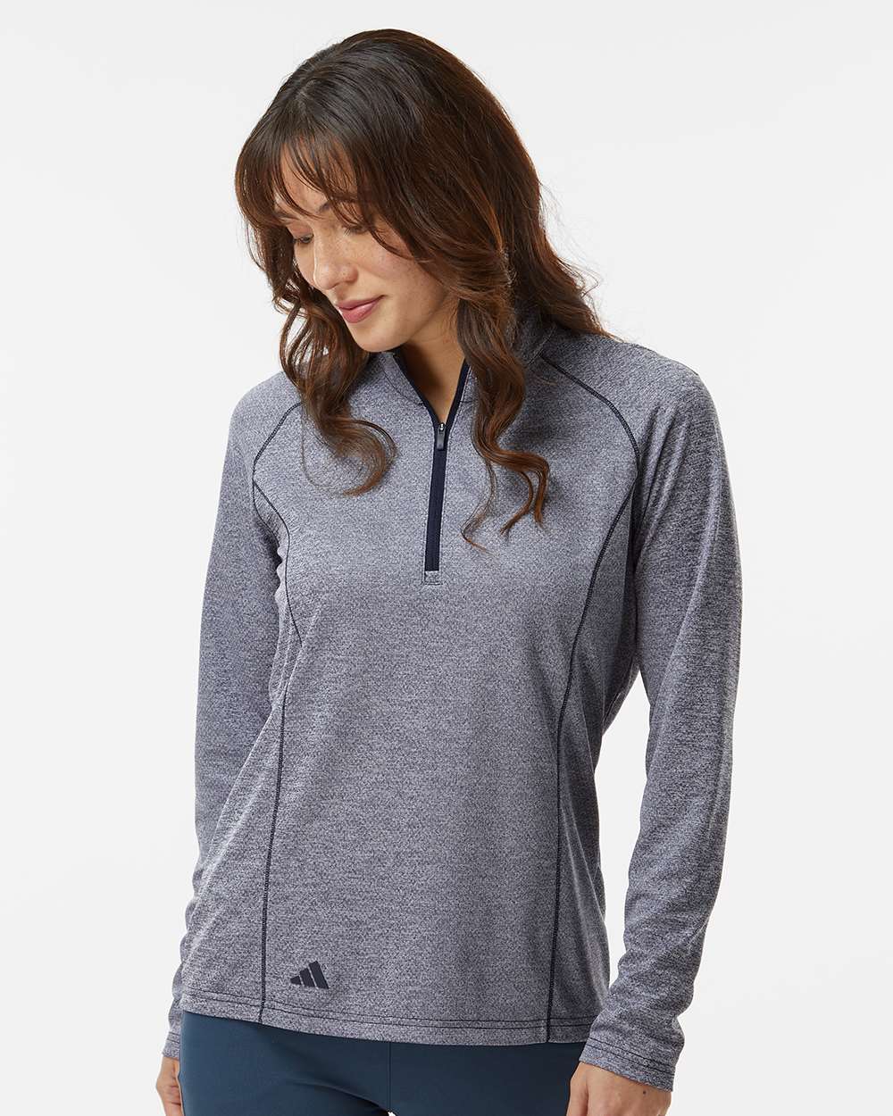 Adidas A594 Women's Space Dyed Quarter-Zip Pullover #colormdl_Collegiate Navy Melange