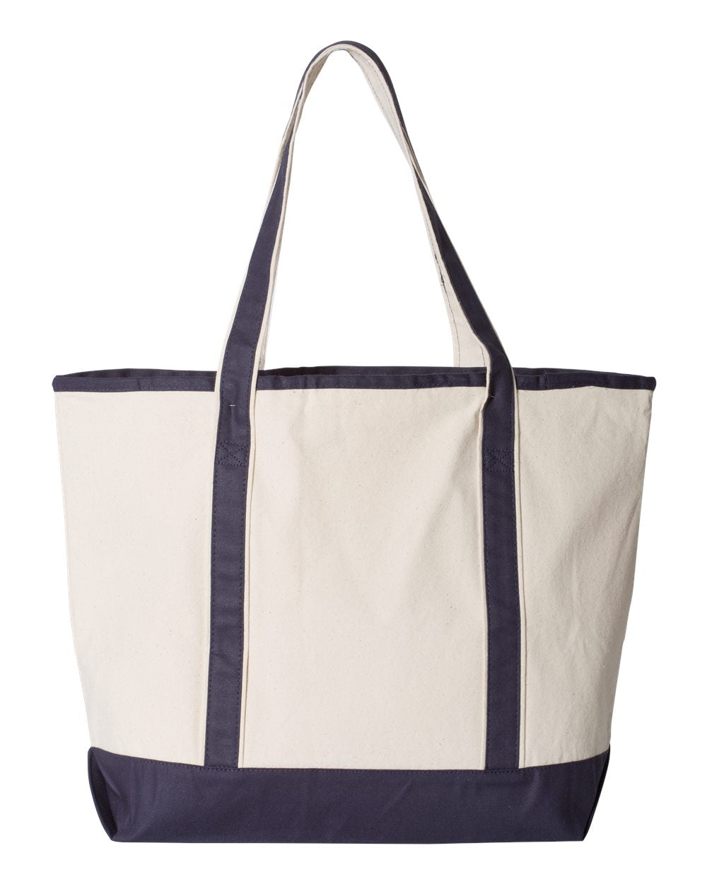 Q-Tees 34.6L Large Canvas Deluxe Tote Q1500 #color_Natural/ Navy
